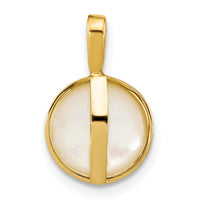 14K 9-10mm White Saltwater Mabe Pearl Pendant-XF786
