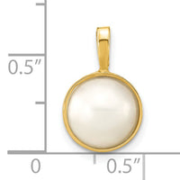 14K 9-10mm White Saltwater Mabe Pearl Pendant-XF786