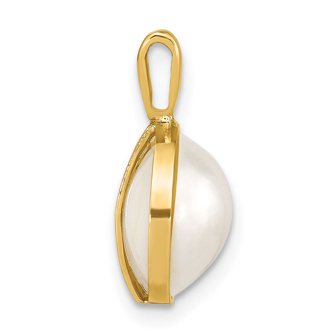 14K 10-11mmWhite Saltwater Mabe Pearl Pendant-XF787