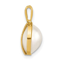 14K 10-11mmWhite Saltwater Mabe Pearl Pendant-XF787