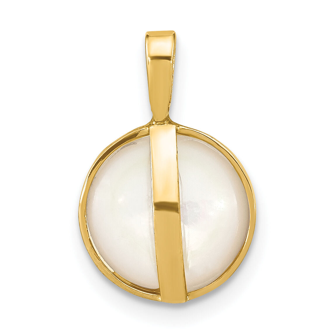 14K 10-11mmWhite Saltwater Mabe Pearl Pendant-XF787