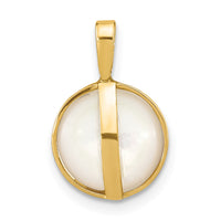 14K 10-11mmWhite Saltwater Mabe Pearl Pendant-XF787