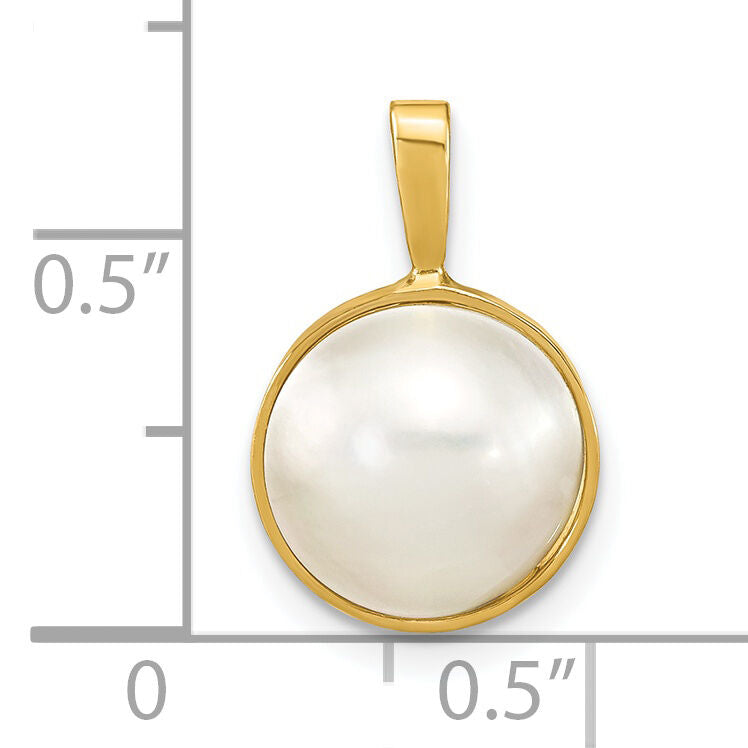 14K 10-11mmWhite Saltwater Mabe Pearl Pendant-XF787