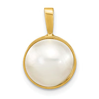 14K 10-11mmWhite Saltwater Mabe Pearl Pendant-XF787