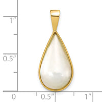 14K 10x18mm White Teardrop Saltwater Mabe Pearl Pendant-XF789