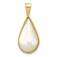 14K 10x18mm White Teardrop Saltwater Mabe Pearl Pendant-XF789