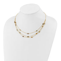 14K Smoky Quartz White Quartz/BT/CI/AM 3-strand 17in Necklace-XF790-17