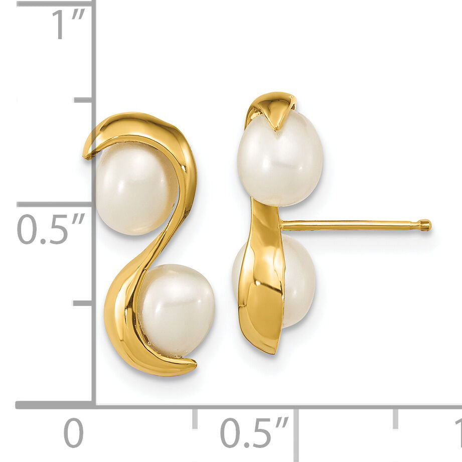 14K 4-5mm Rice FWC Pearl Post Earrings-XF791E