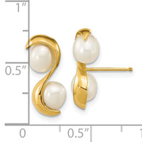 14K 4-5mm Rice FWC Pearl Post Earrings-XF791E