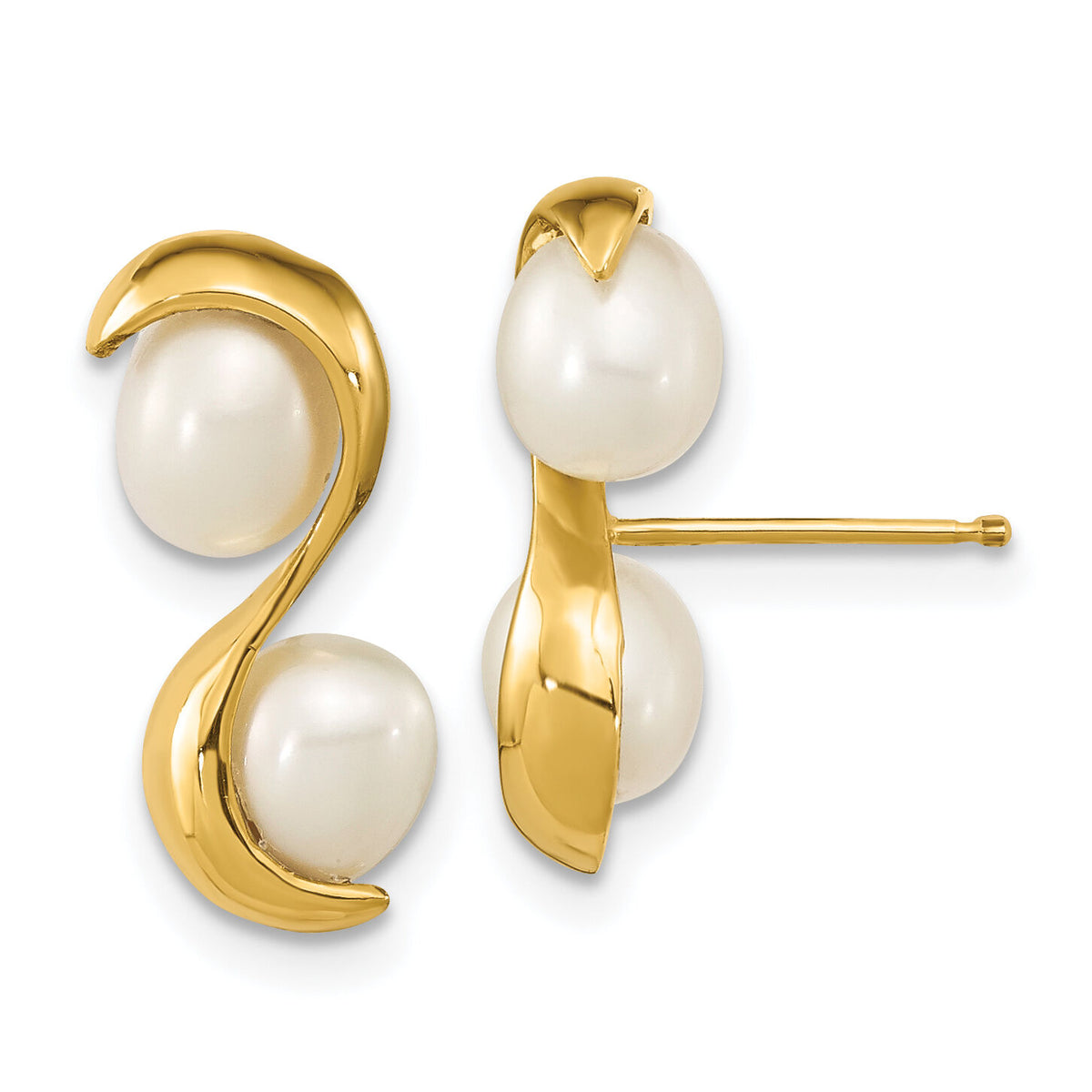 14K 4-5mm Rice FWC Pearl Post Earrings-XF791E