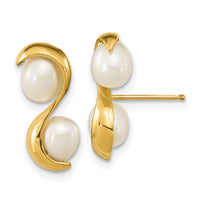 14K 4-5mm Rice FWC Pearl Post Earrings-XF791E