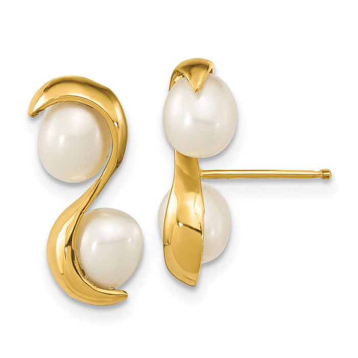14K 4-5mm Rice FWC Pearl Post Earrings-XF791E