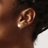 14K 7-8mm Round White FWC Pearl Non-pierced Earrings-XF801E