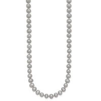 14K 5-6mm Near Round Grey Freshwater Cultured Pearl 20in Necklace-XF816-20