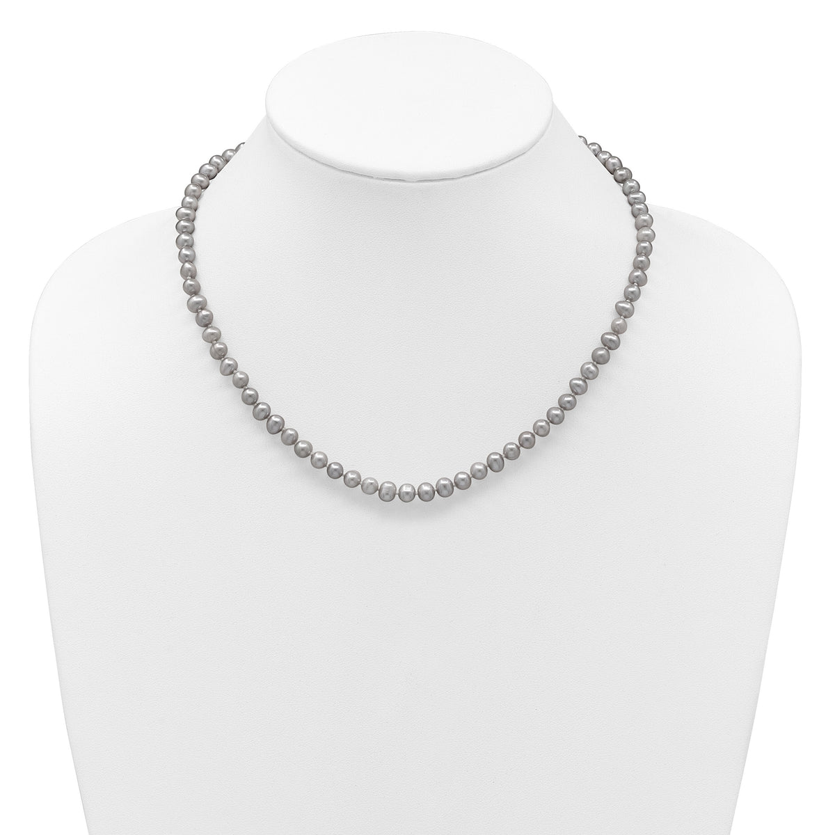 14K 5-6mm Near Round Grey FWC Pearl 18in Necklace-XF816-18