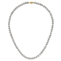 14K 5-6mm Near Round Grey FWC Pearl 16in Necklace-XF816-16