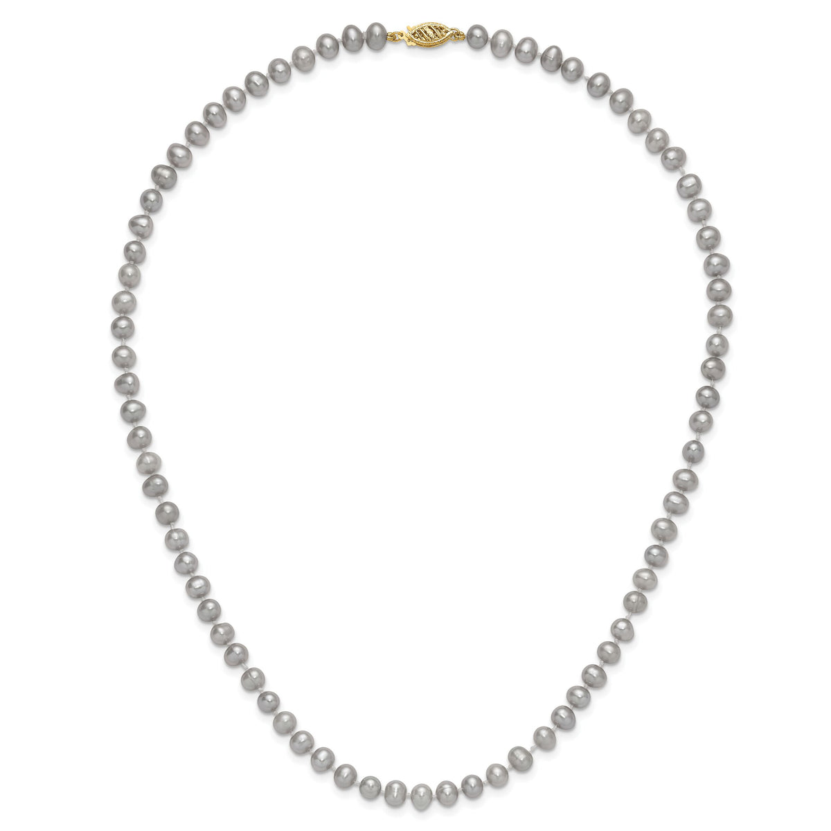 14K 5-6mm Near Round Grey FWC Pearl 18in Necklace-XF816-18