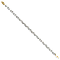 14k 5-6mm Near Round Grey Freshwater Cultured Pearl Bracelet-XF816-7.5