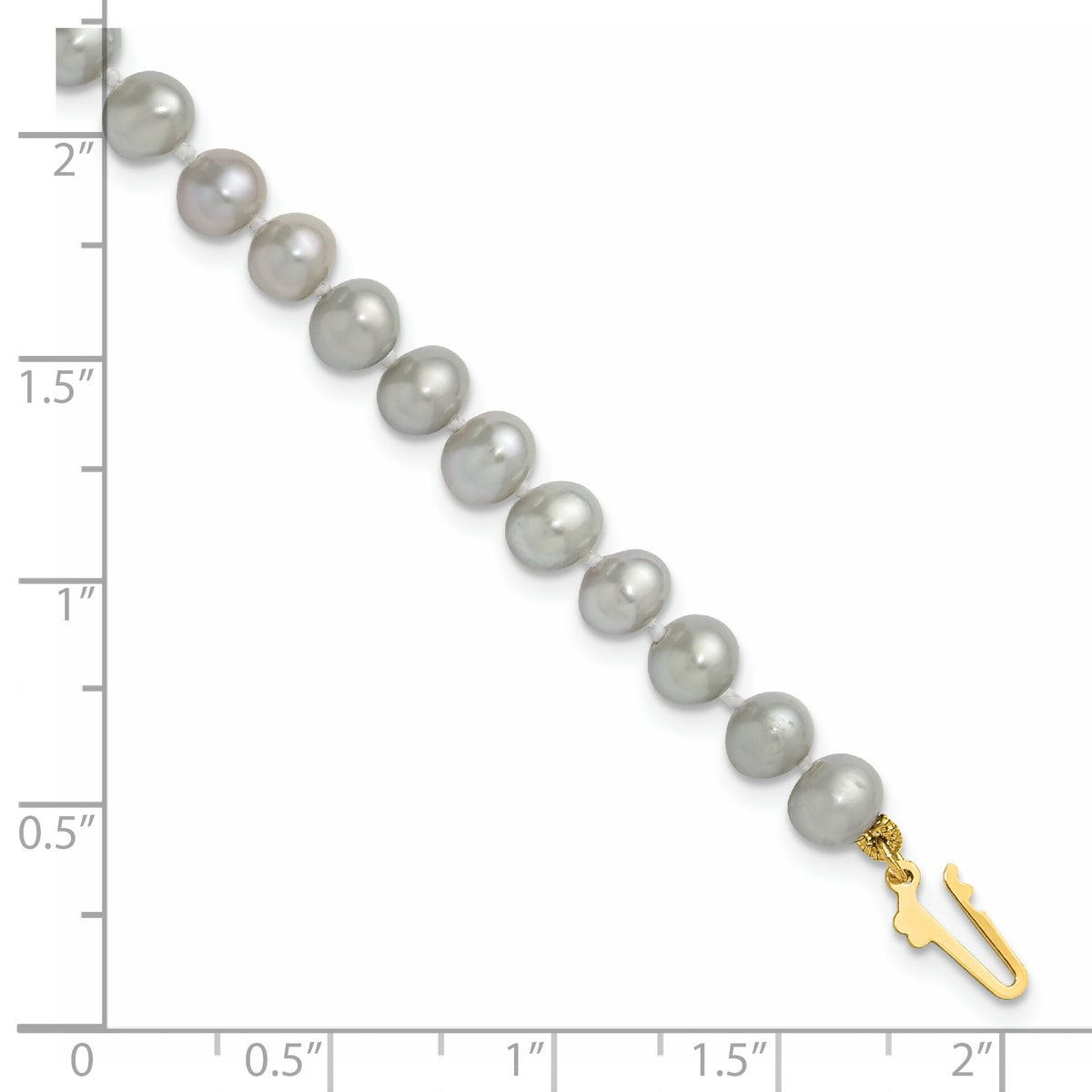 14k 5-6mm Near Round Grey Freshwater Cultured Pearl Bracelet-XF816-7.5