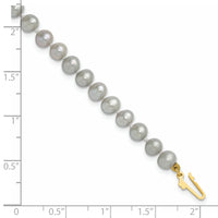 14k 5-6mm Near Round Grey Freshwater Cultured Pearl Bracelet-XF816-7.5