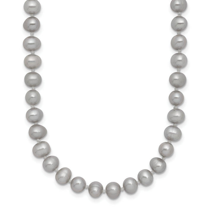 14K 5-6mm Near Round Grey FWC Pearl 16in Necklace-XF816-16