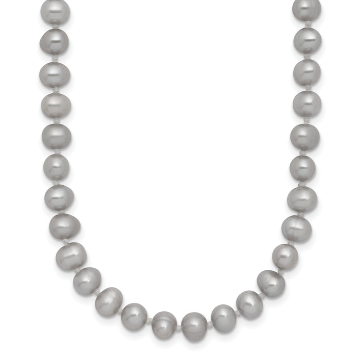14K 5-6mm Near Round Grey FWC Pearl 18in Necklace-XF816-18