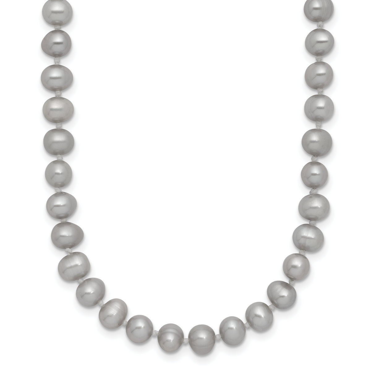14K 5-6mm Near Round Grey Freshwater Cultured Pearl 20in Necklace-XF816-20