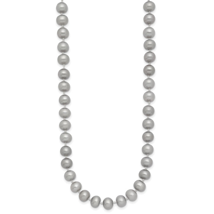 14K 6-7mm Near Round Grey FWC Pearl 16in Necklace-XF817-16