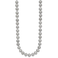 14K 6-7mm Near Round Grey FWC Pearl 18in Necklace-XF817-18