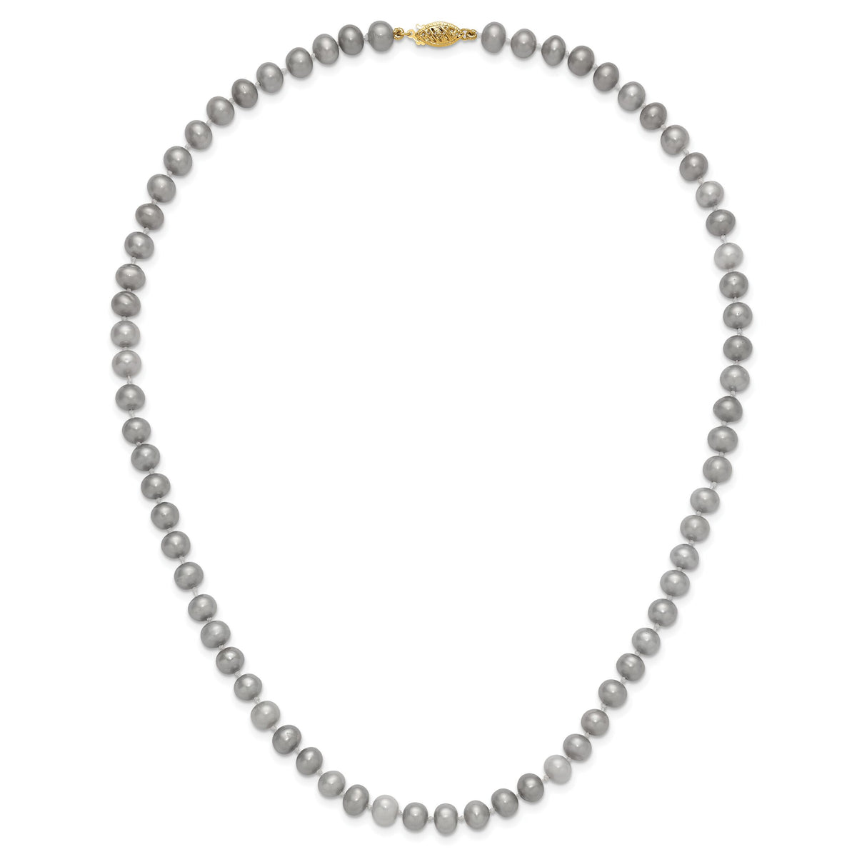 14K 6-7mm Near Round Grey FWC Pearl 16in Necklace-XF817-16