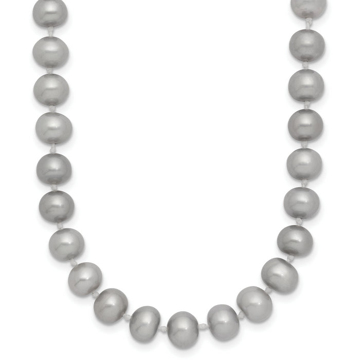 14K 6-7mm Near Round Grey FWC Pearl 18in Necklace-XF817-18
