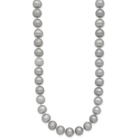 14K 7-8mm Near Round Grey FWC Pearl 18in Necklace-XF818-18