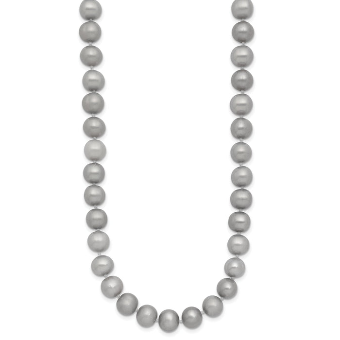 14K 7-8mm Near Round Grey FWC Pearl 18in Necklace-XF818-18