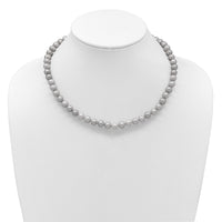 14K 7-8mm Near Round Grey FWC Pearl 16in Necklace-XF818-16