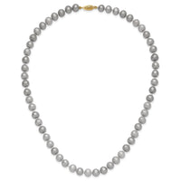 14K 7-8mm Near Round Grey FWC Pearl 18in Necklace-XF818-18