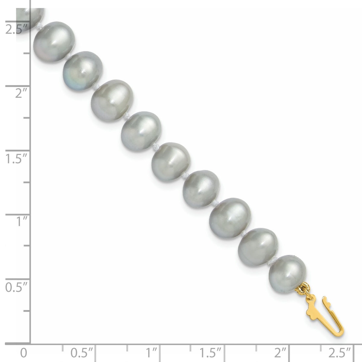 14k 7-8mm Near Round Grey Freshwater Cultured Pearl Bracelet-XF818-7.5