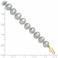 14k 7-8mm Near Round Grey Freshwater Cultured Pearl Bracelet-XF818-7.5