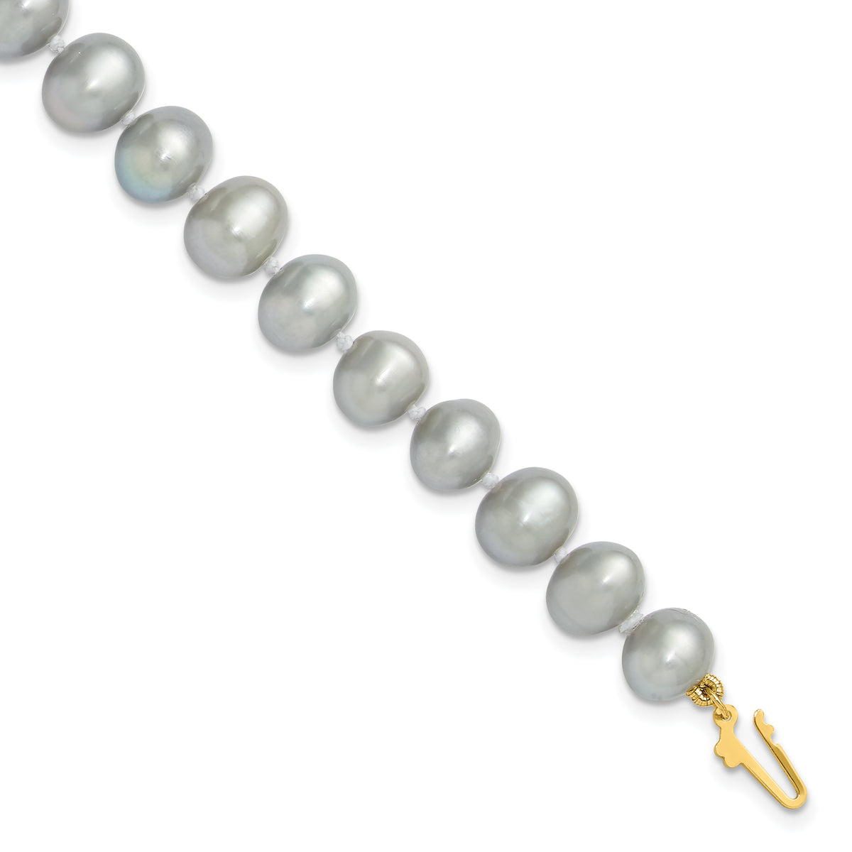 14k 7-8mm Near Round Grey Freshwater Cultured Pearl Bracelet-XF818-7.5