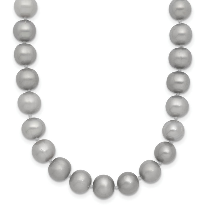 14K 7-8mm Near Round Grey FWC Pearl 18in Necklace-XF818-18