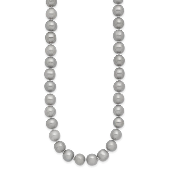 14K 8-9mm Near Round Grey FWC Pearl 16in Necklace-XF819-16