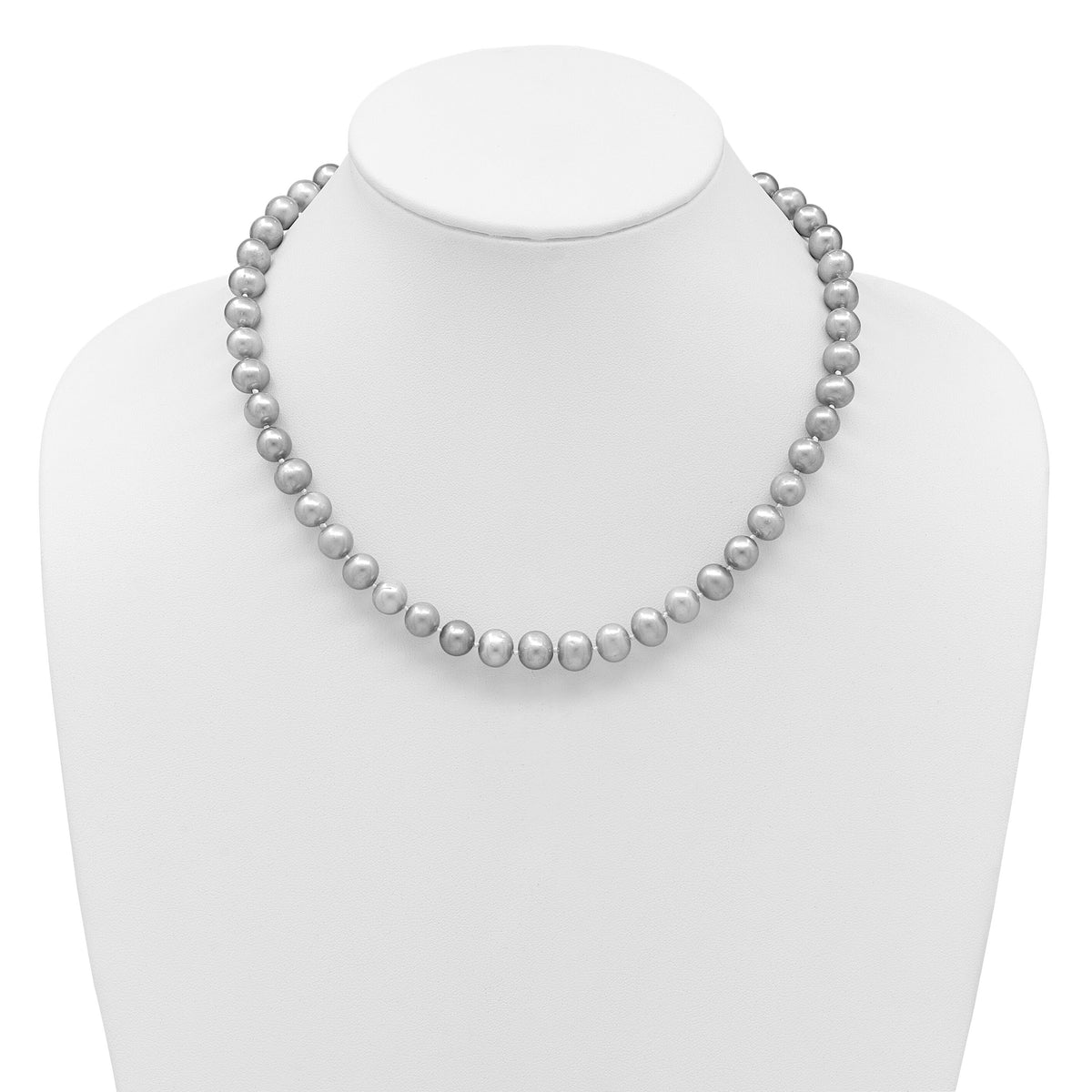 14K 8-9mm Near Round Grey FWC Pearl 18in Necklace-XF819-18
