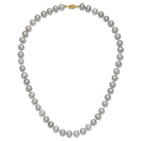 14K 8-9mm Near Round Grey FWC Pearl 16in Necklace-XF819-16