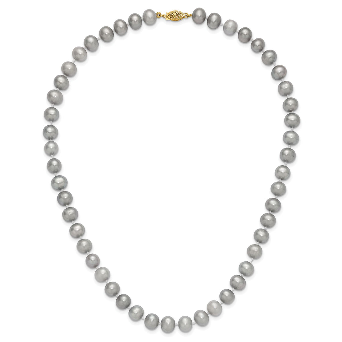 14K 8-9mm Near Round Grey FWC Pearl 18in Necklace-XF819-18