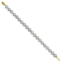 14K 8-9mm Near Round Grey Freshwater Cultured Pearl Bracelet-XF819-7.5