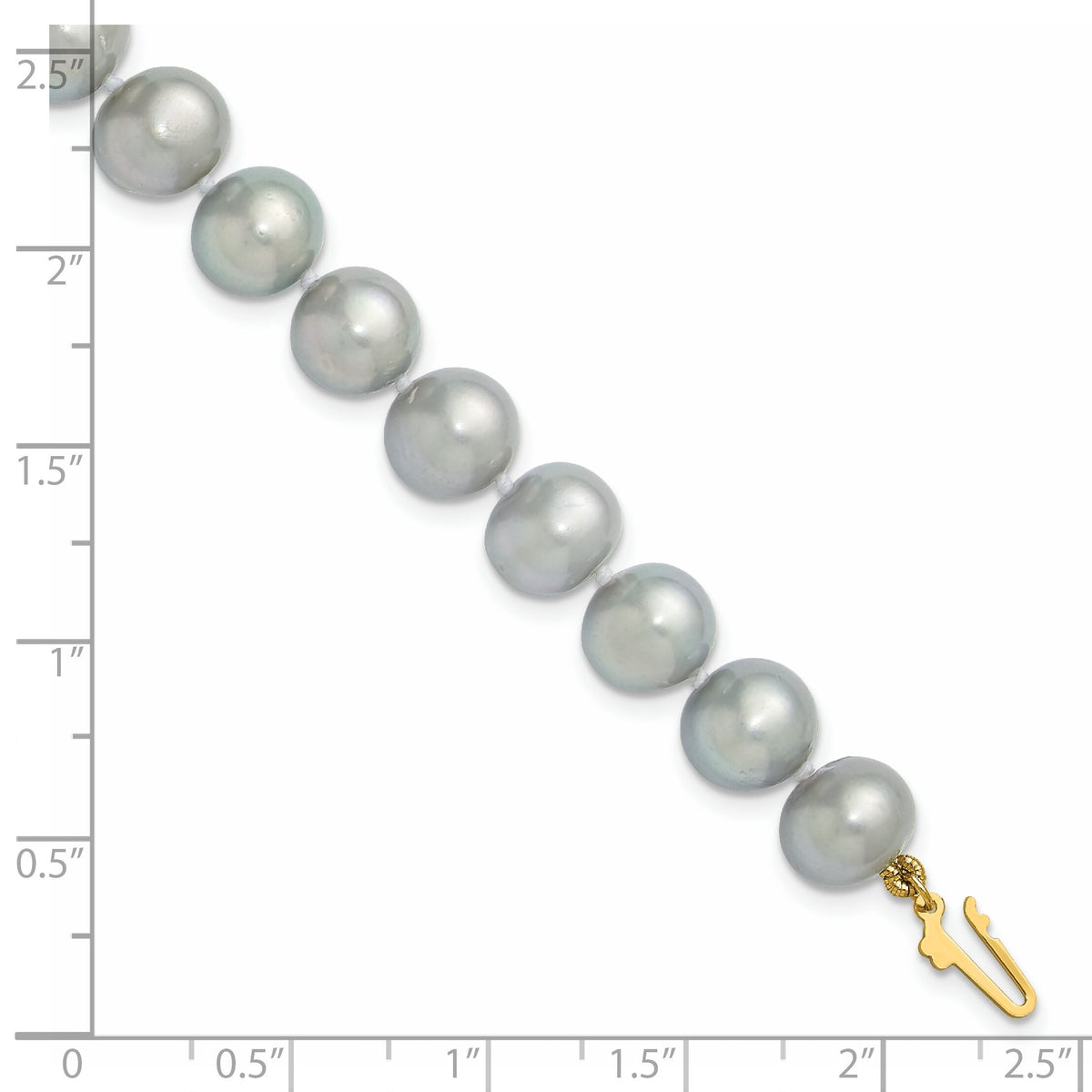 14K 8-9mm Near Round Grey Freshwater Cultured Pearl Bracelet-XF819-7.5