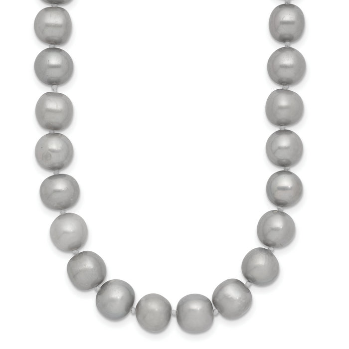 14K 8-9mm Near Round Grey FWC Pearl 18in Necklace-XF819-18