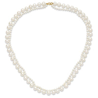 14K 3-4mm and 7-8mm White FWC Pearl 18in 2-Strand Necklace-XF820-18