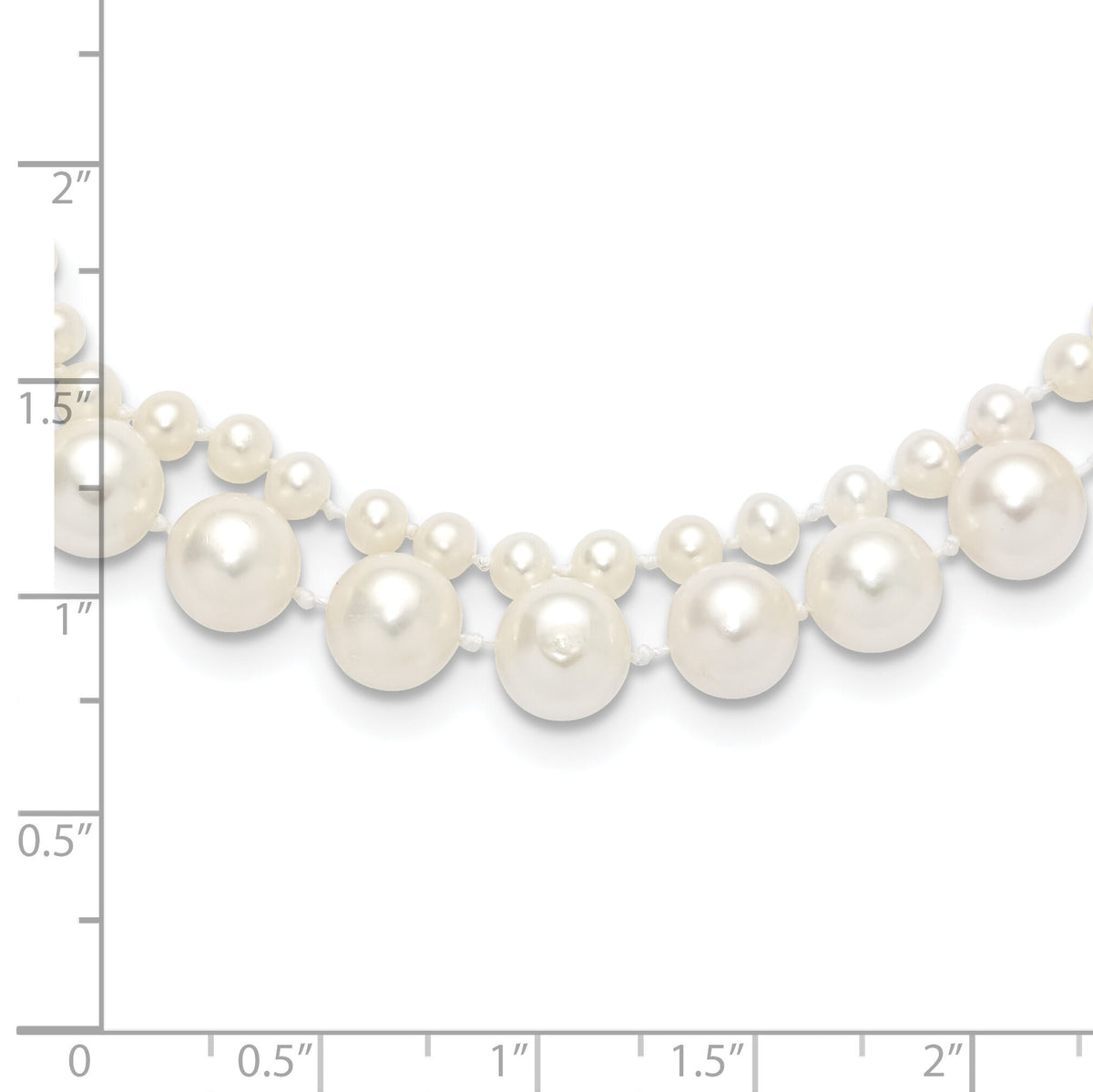 14K 3-4mm and 7-8mm White FWC Pearl 18in 2-Strand Necklace-XF820-18