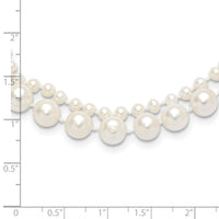 14K 3-4mm and 7-8mm White FWC Pearl 18in 2-Strand Necklace-XF820-18