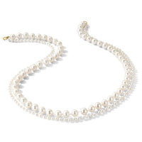 14K 3-4mm and 7-8mm White FWC Pearl 18in 2-Strand Necklace-XF820-18